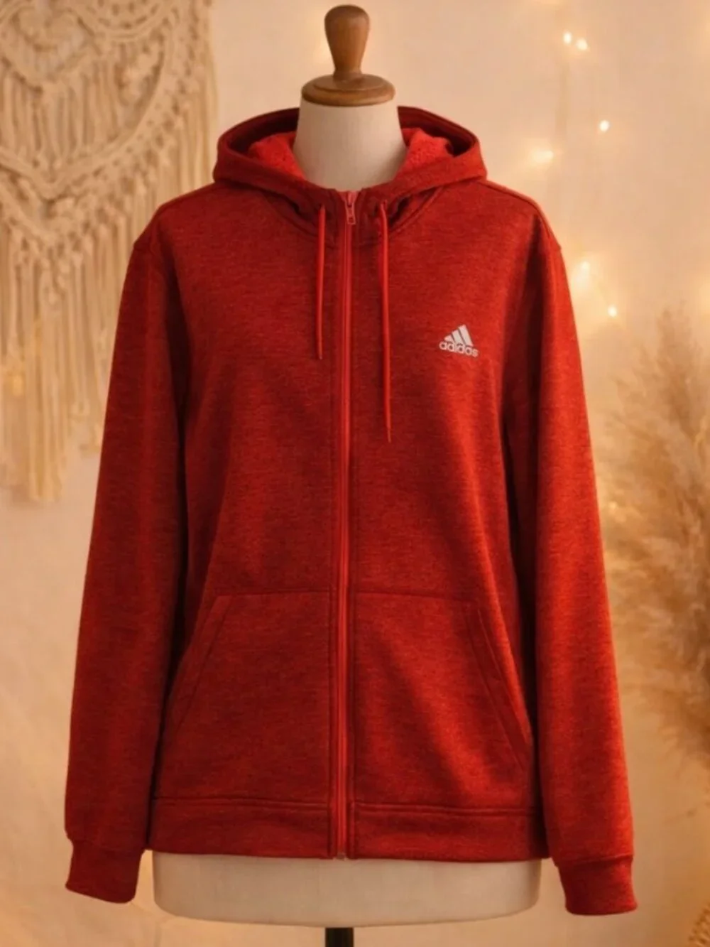 Adidas Red Climawarm Full Zip Hoodie Jacket XL Athleisure Streetwear Sportcore